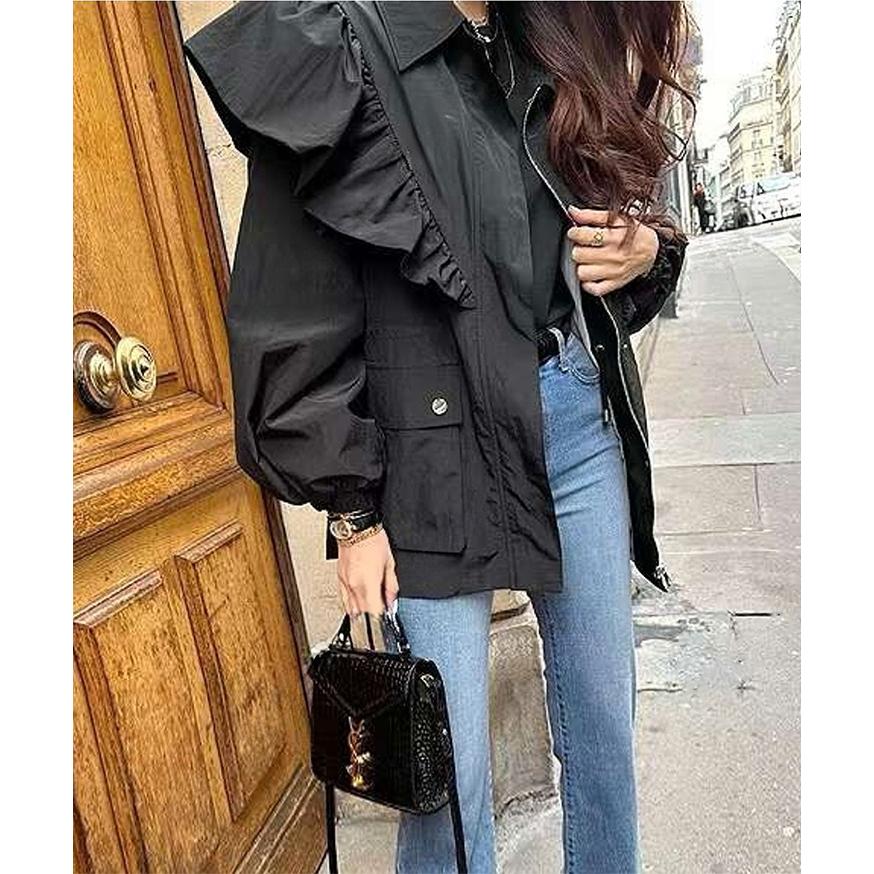 新作 ブルゾン レディース 秋 軽い 長袖 アウター 薄手 羽織り 上着 ゆったり おしゃれ 可愛い フリル セーラー 通勤 通学 学生 大人 ママ ブルゾン レディース 秋 軽い 長袖 アウター 薄手 羽織り 上着