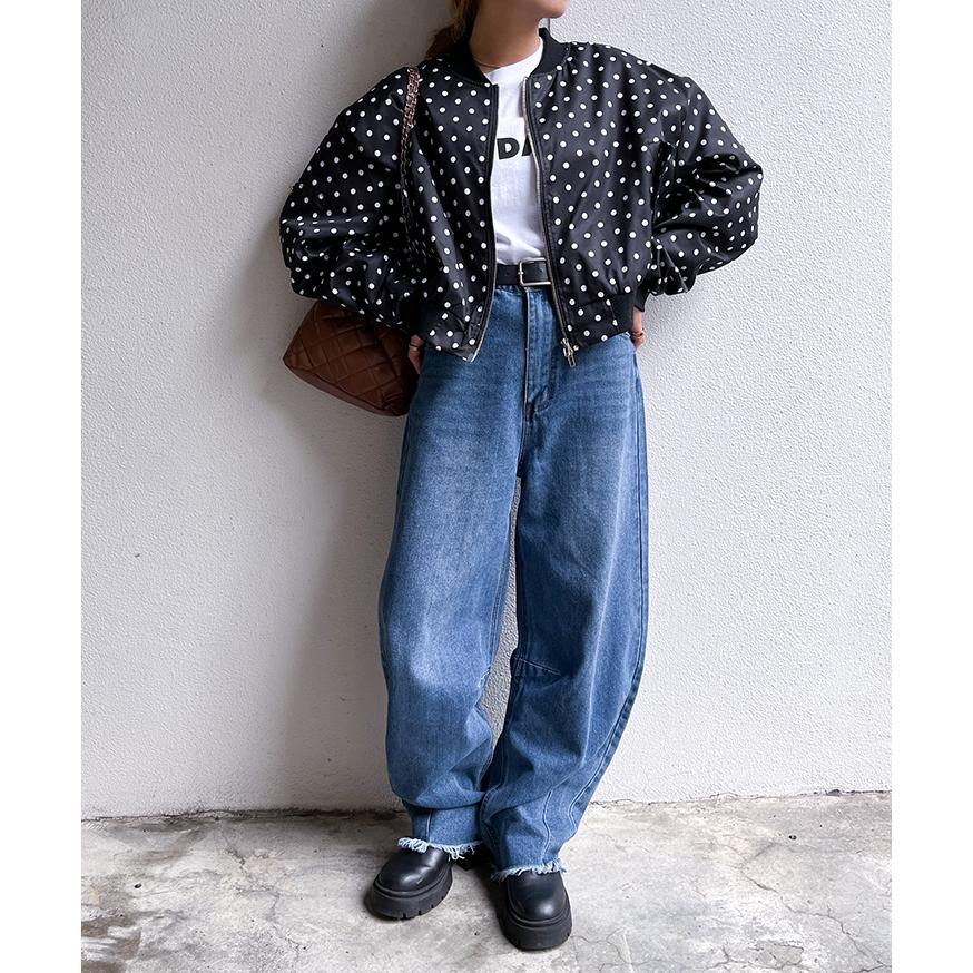 ブルゾン レディース アウター 秋 冬 秋冬 春 薄手 ドット柄