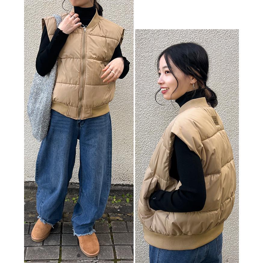 ベスト レディース 秋冬 中綿 アウター ジャケット 前開き エコダウン