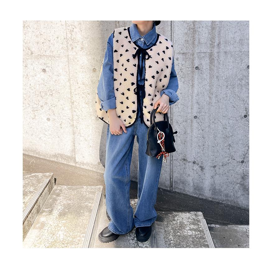 ベスト レディース 秋冬 ボア 裏キルティング ジレ 前開き トップス