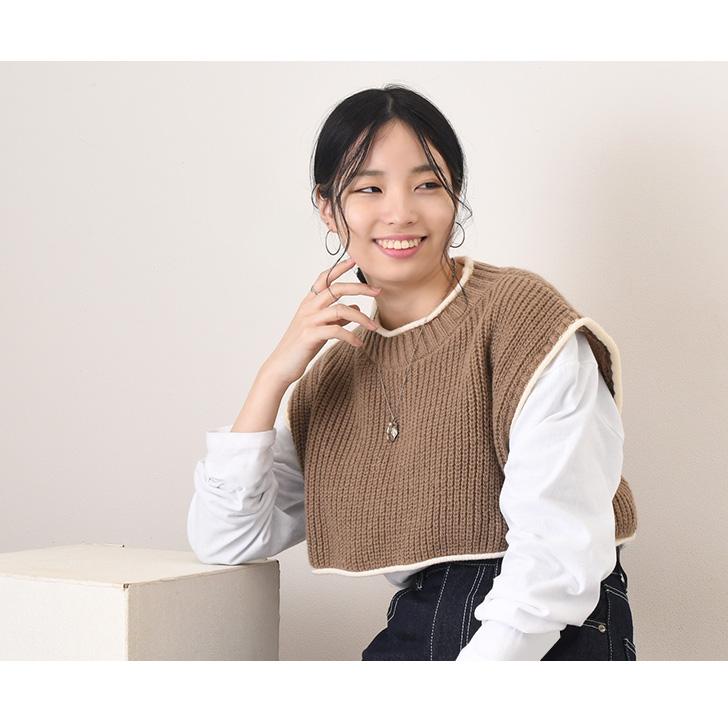 ベスト レディース 秋冬 ショート丈 ニット 厚手 おしゃれ かわいい