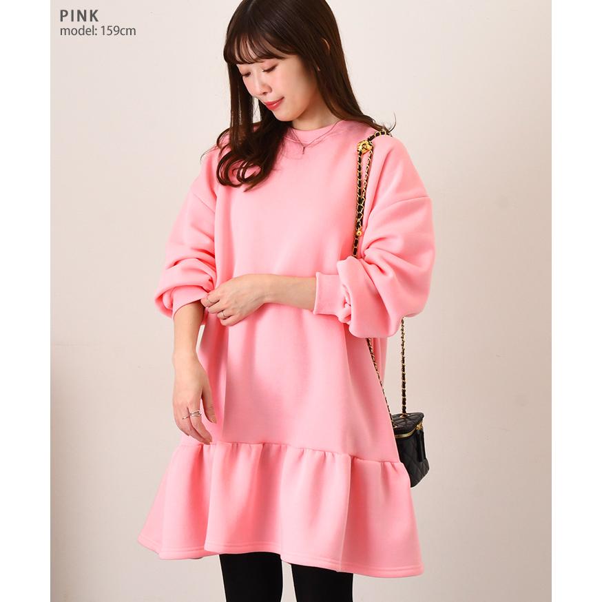 ワンピース レディース 長袖 秋 冬 裏起毛 スウェット あったか 暖かい