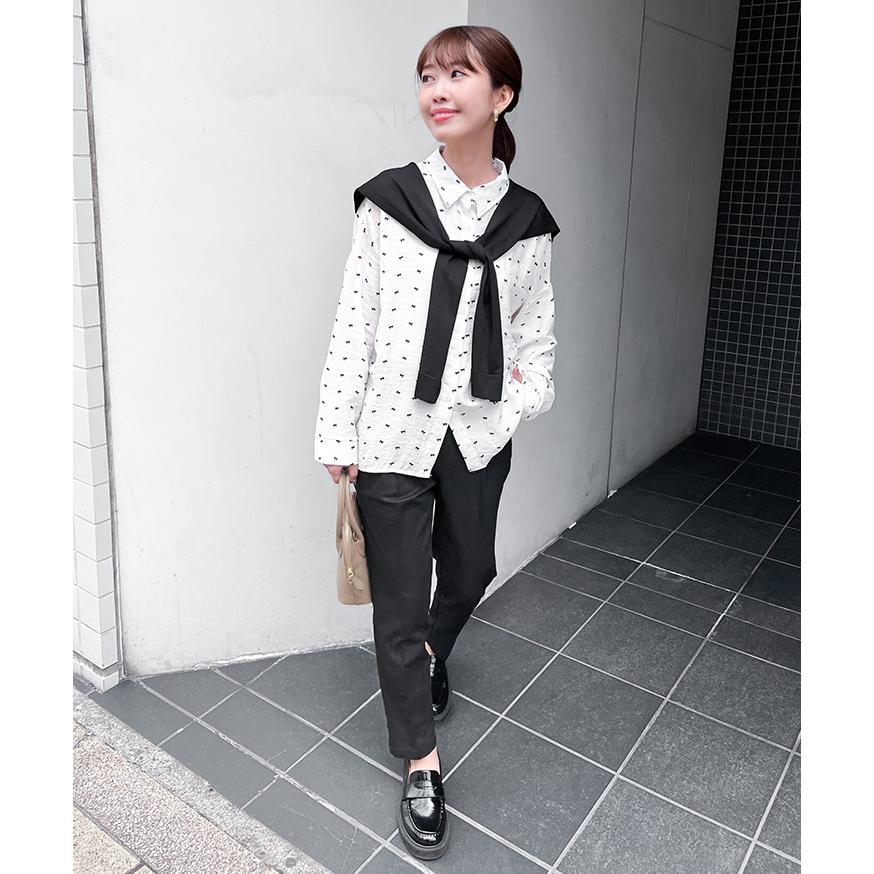 未使用品✨HERMES シルク100% リボン柄 開襟 シャツ シャツ レディース 2点セット 長袖 ロング リボン柄 肩掛けニット付き