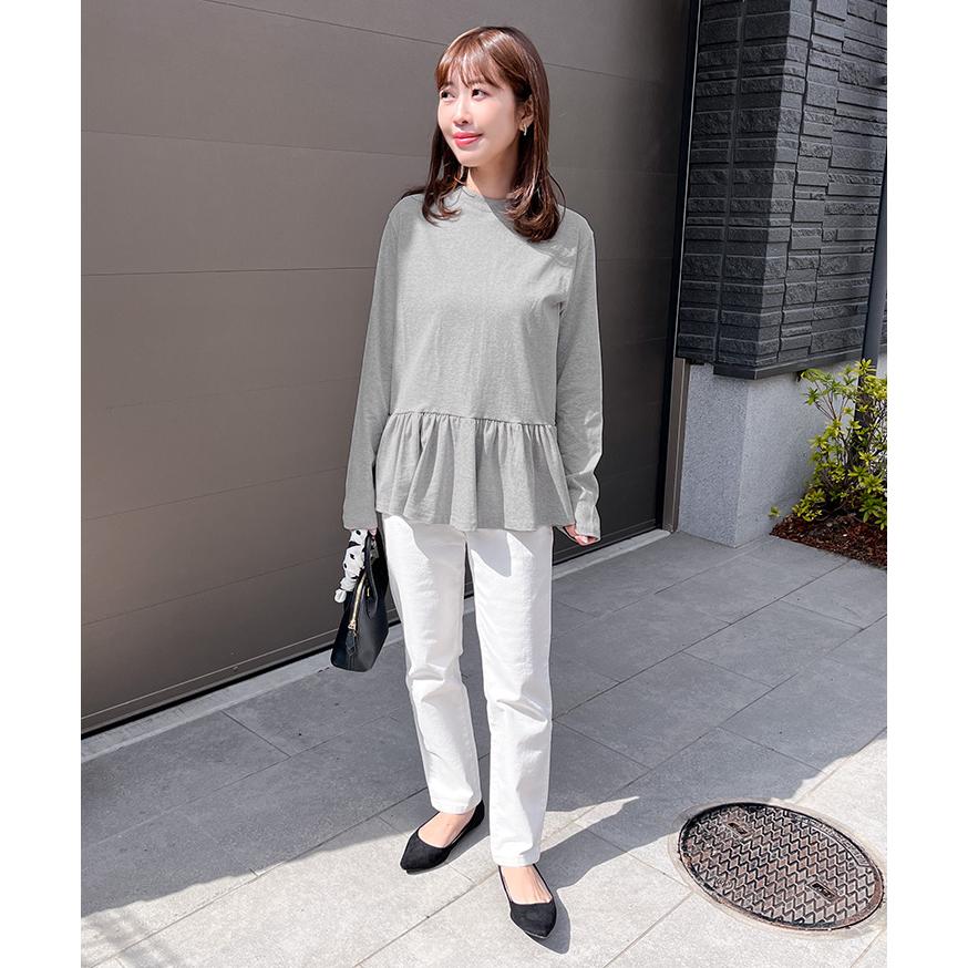 カットソー レディース 長袖 綿 コットン トップス Tシャツ ロンT 薄手