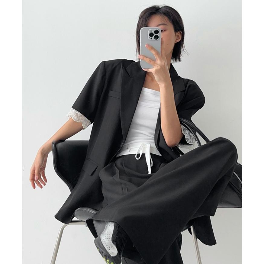 ジャケット レディース セットアップ 夏 半袖 フォーマル テーラード