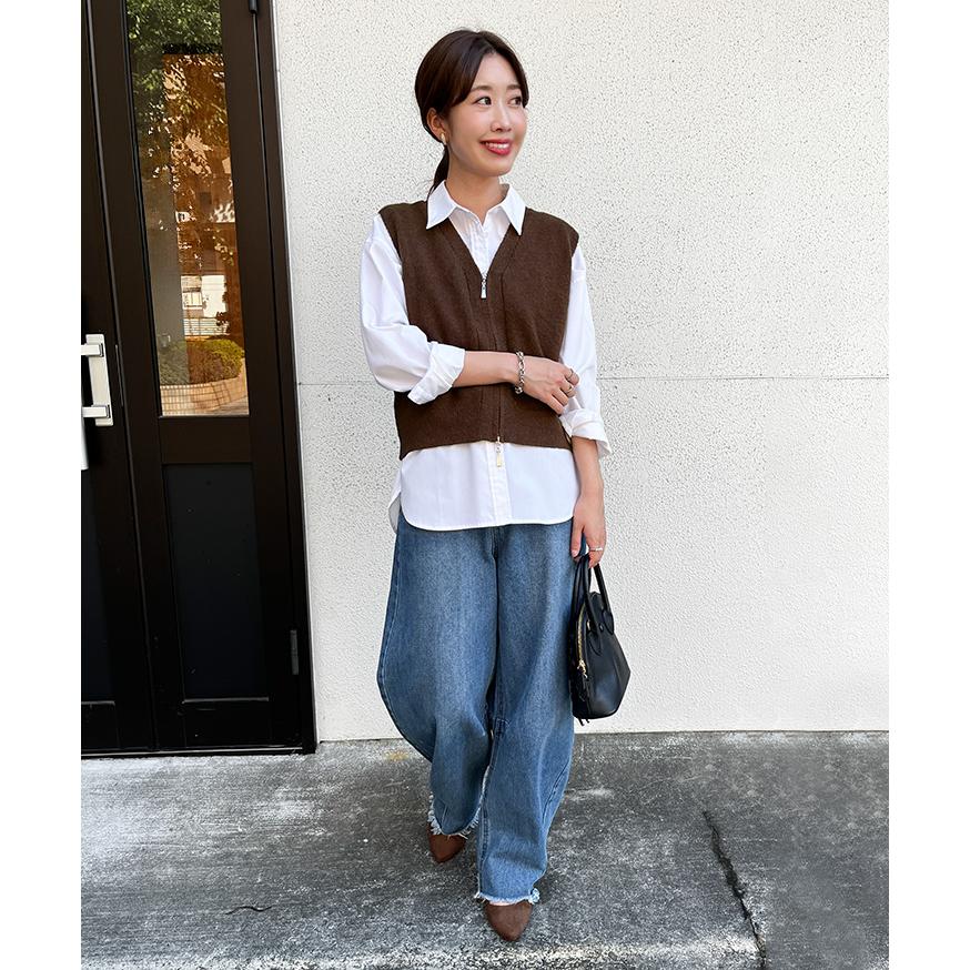 レディース トップス ジレ ベスト ap retro ベスト ジレ ダブルZIPリブニットベスト レディース