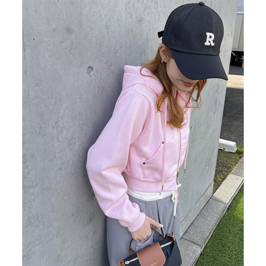 パーカー レディース ジップ 秋冬 長袖 裏起毛 スウェット ショート丈