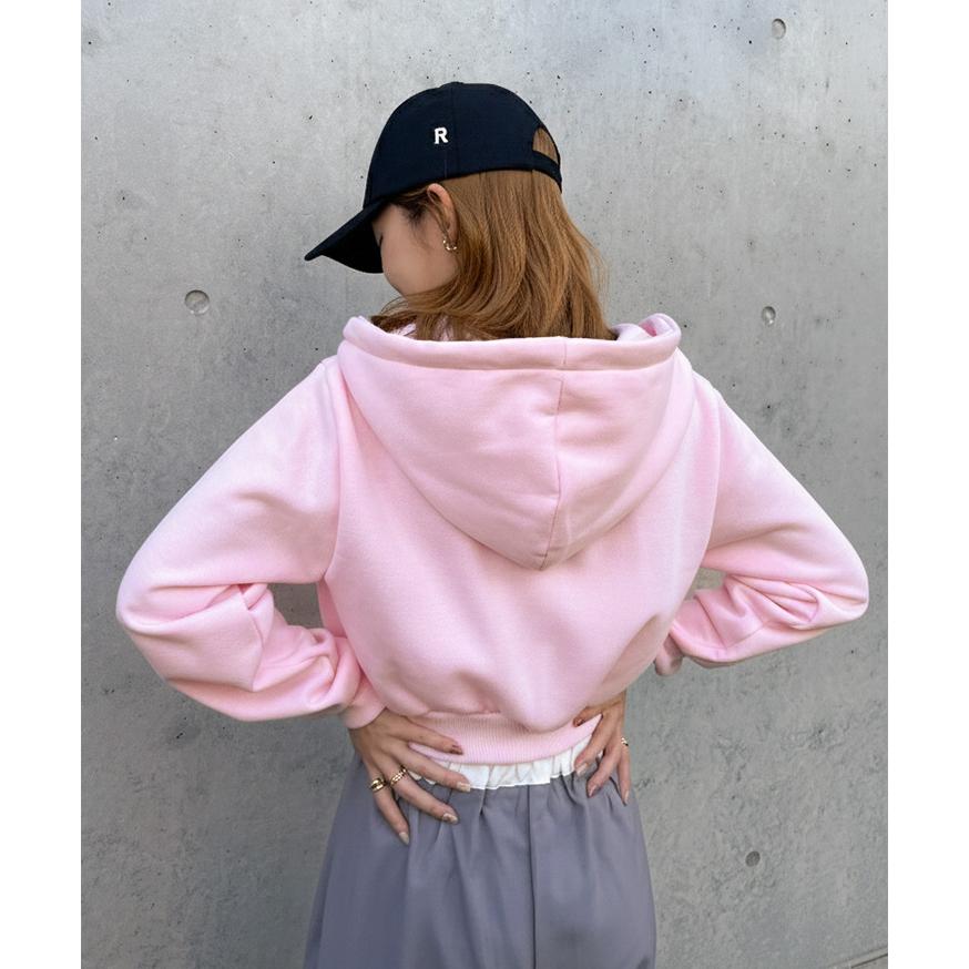 パーカー レディース ジップ 秋冬 長袖 裏起毛 スウェット ショート丈