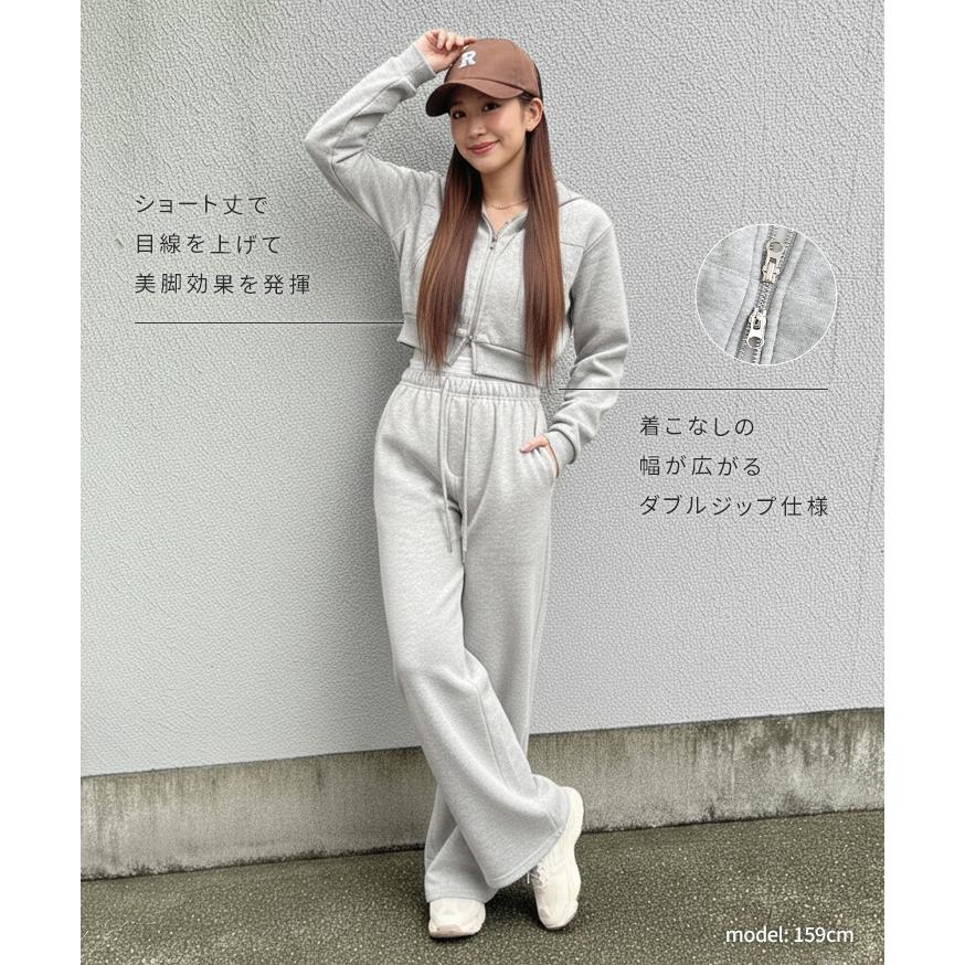 新作 パーカー レディース ジップ 秋冬 長袖 裏起毛 スウェット ショート丈 アウター トップス 羽織り 上着 セットアップ スエット フード パーカー レディース ジップ 秋冬 長袖 裏起毛 スウェット ショート丈