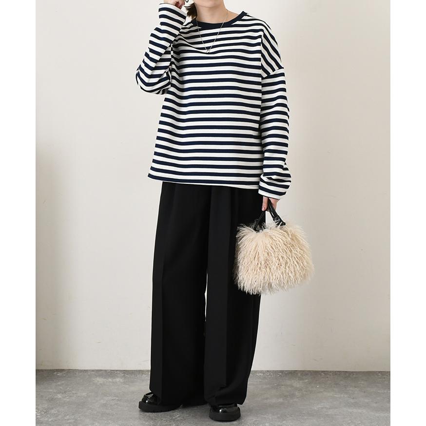 トレーナー レディース ボーダー 長袖tシャツ もこもこ カットソー ボーダー スウェット トレーナー レディース 春 秋 冬 長袖 ドロップ