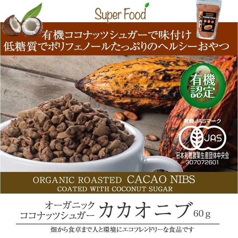有機JASオーガニック カカオニブ 有機ココナッツシュガー味 60g 3袋