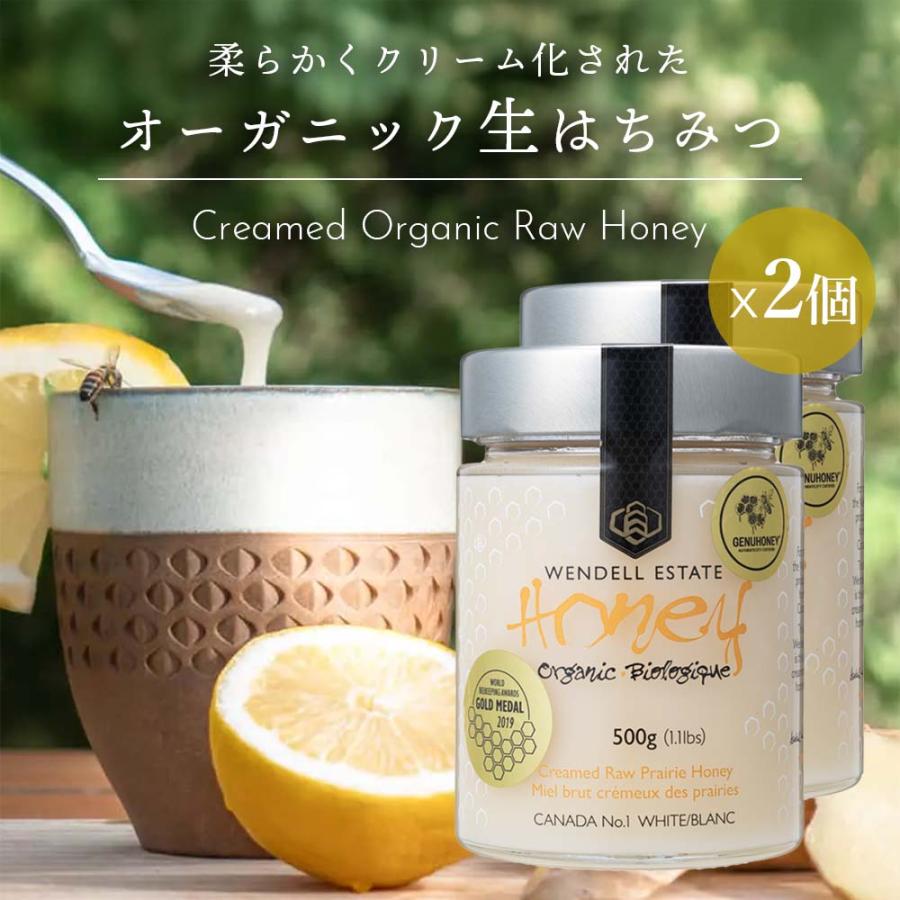 オーガニック生ハチミツ500g 2個 酵素や酵母が活きている クリーム状