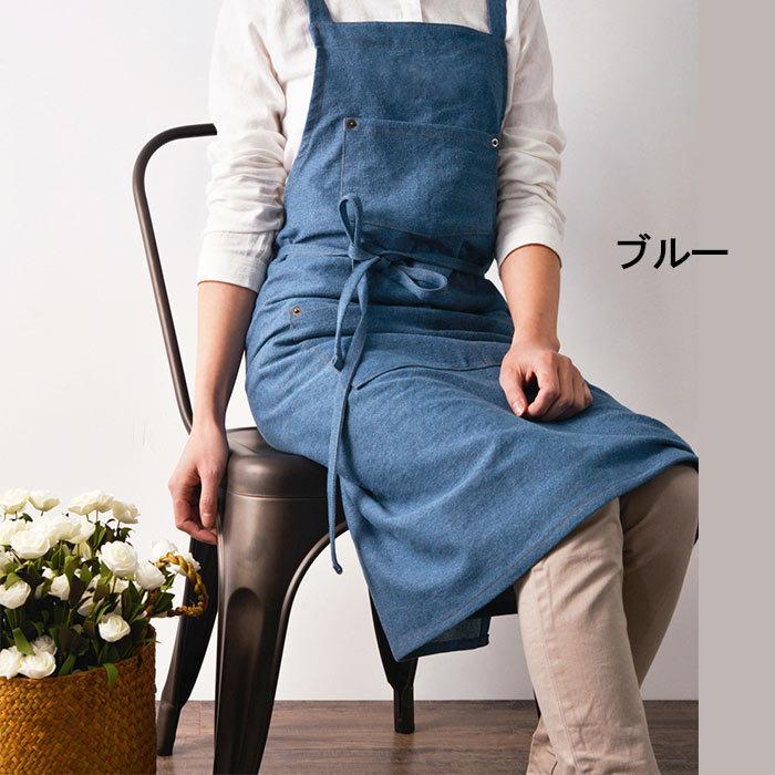 デニム エプロン 前掛け ワークエプロン インディゴ 料理 ガーデニング