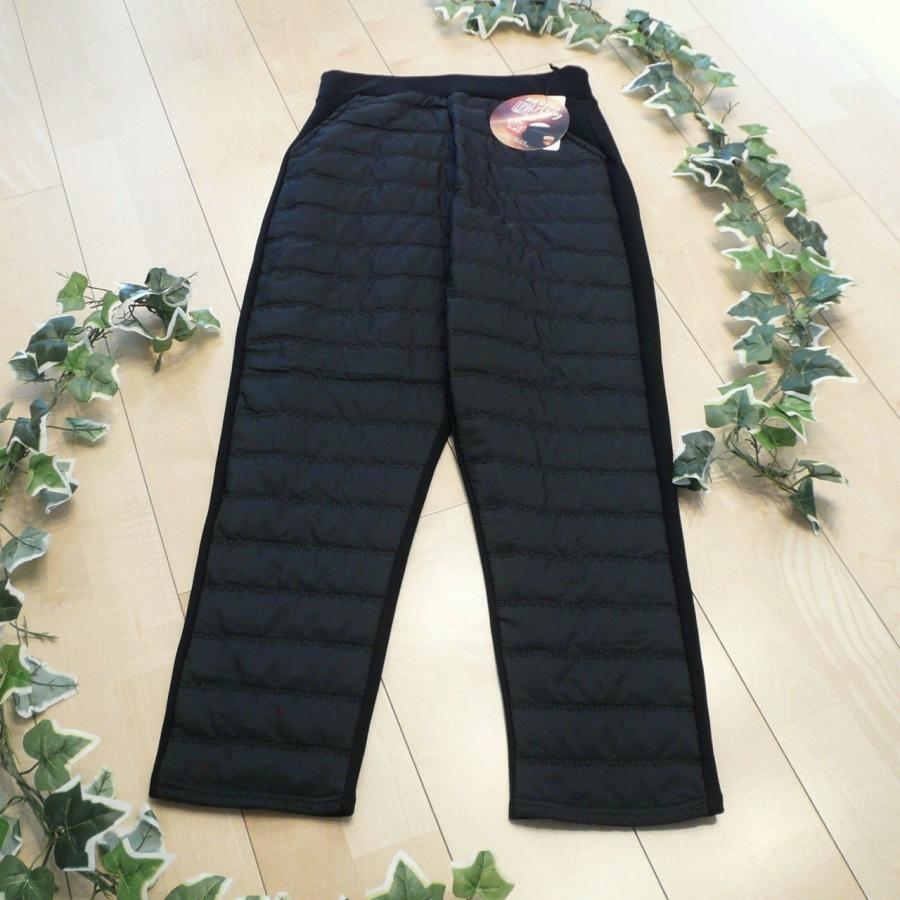ダウンパンツ風 裏シャギー 中綿キルト切替パンツ 秋 冬 レディース 黒