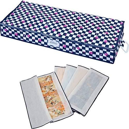 セット買いアストロ 不織布製 着物収納ケース 和柄 618-54 + 着物収納袋 3方開き 5枚 173-05|rainyblues|02