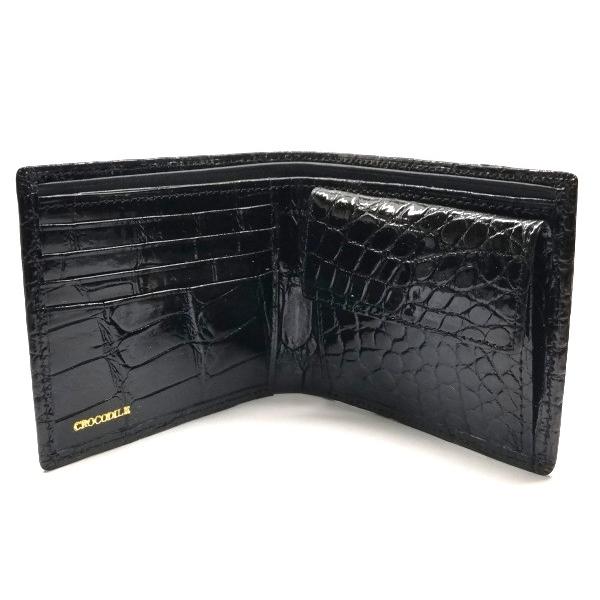 クロコダイル メンズ 長財布 二つ折り 新品 未使用 黒 ブラック 男性用 クロコダイル 財布 メンズ 2つ折り 無双つくり 日本製 a020