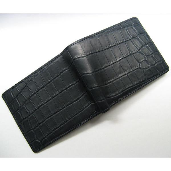 クロコダイル 財布 メンズ 二つ折り ネイビー 日本製 : ライパラ