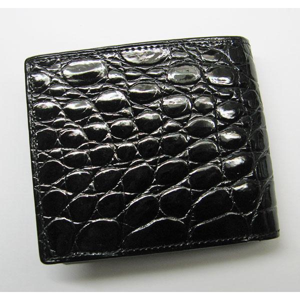 ジョージ　クロコダイル メンズ 長財布 二つ折り 新品 未使用 黒 男性 Crocodile 財布 メンズ 二つ折り 本革 革 レザー 深札入れ 40代