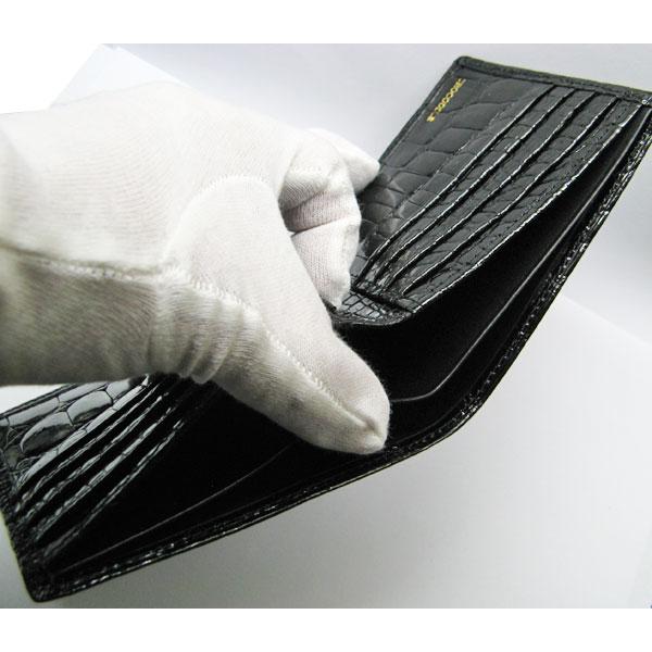 ジョージ　クロコダイル メンズ 長財布 二つ折り 新品 未使用 黒 男性 Crocodile（クロコダイル） 財布 メンズ 二つ折り財布 ビッグロゴ3 本