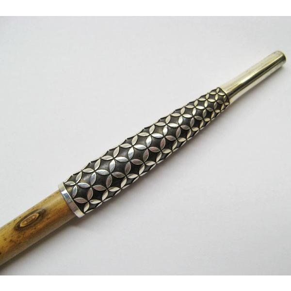 銀製煙管 霰文 キセル アンティーク 骨董 6R1256お2 銀製煙管霰文