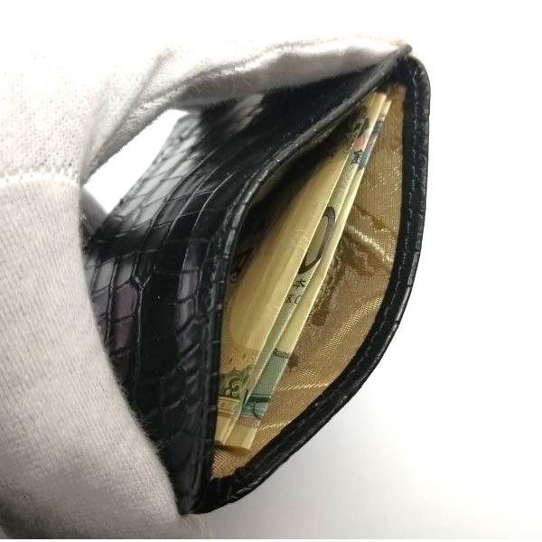 PRAIRIE GINZA 未使用 クロコダイル ハーフジップ 小銭入れ 黒 PRAIRIE GINZA 未使用 クロコダイル ハーフジップ 小銭入れ 黒