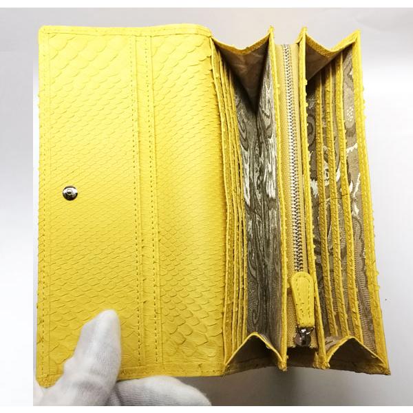 金運 パイソン長財布 黄色イエロー レディース 無双 : ライパラ