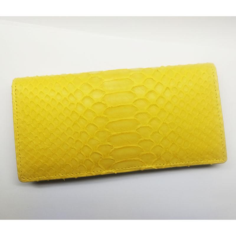 金運 パイソン長財布 黄色イエロー メンズ 無双029 : ライパラ