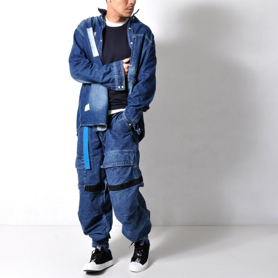 全品送料無料 数量限定 ワイドデニムパンツ 2way マジックテープ