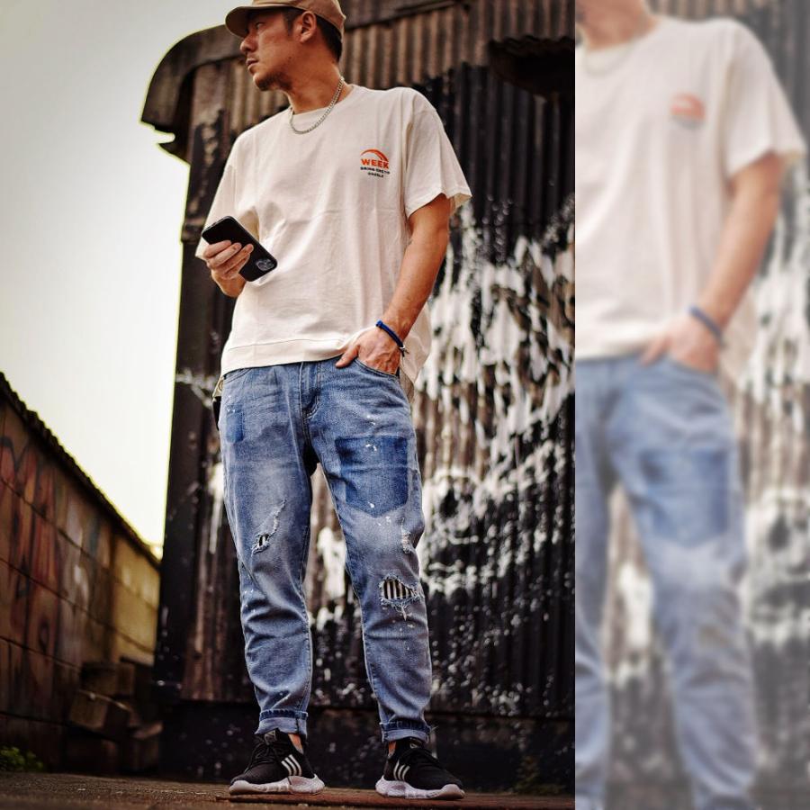 全品送料無料 ストレッチ ダメージジーンズ メンズ デニム ジーパン