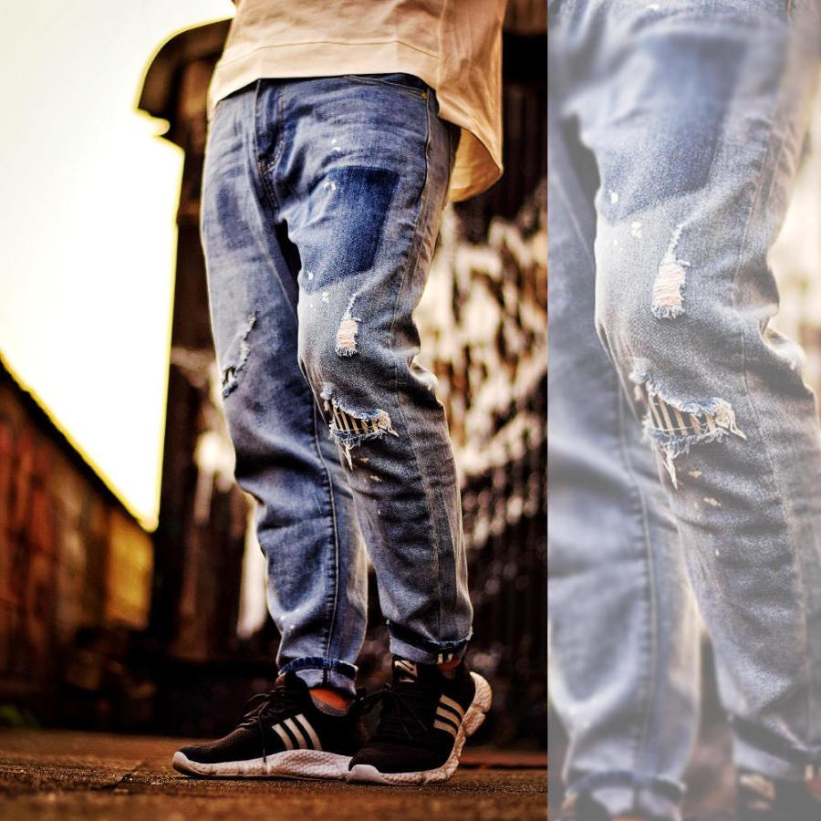 全品送料無料 ストレッチ ダメージジーンズ メンズ デニム ジーパン