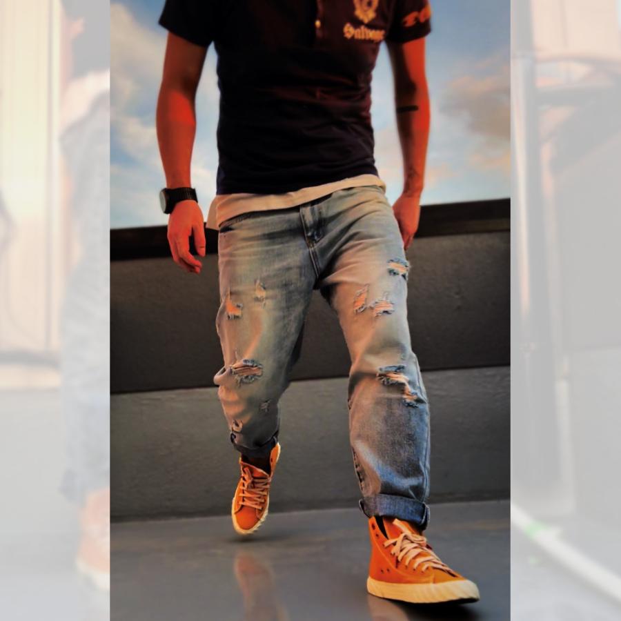 kuma1982⭐︎ripmon ターバン オレンジベージュ 全品送料無料 数量限定 ダメージジーンズ テーパード メンズ