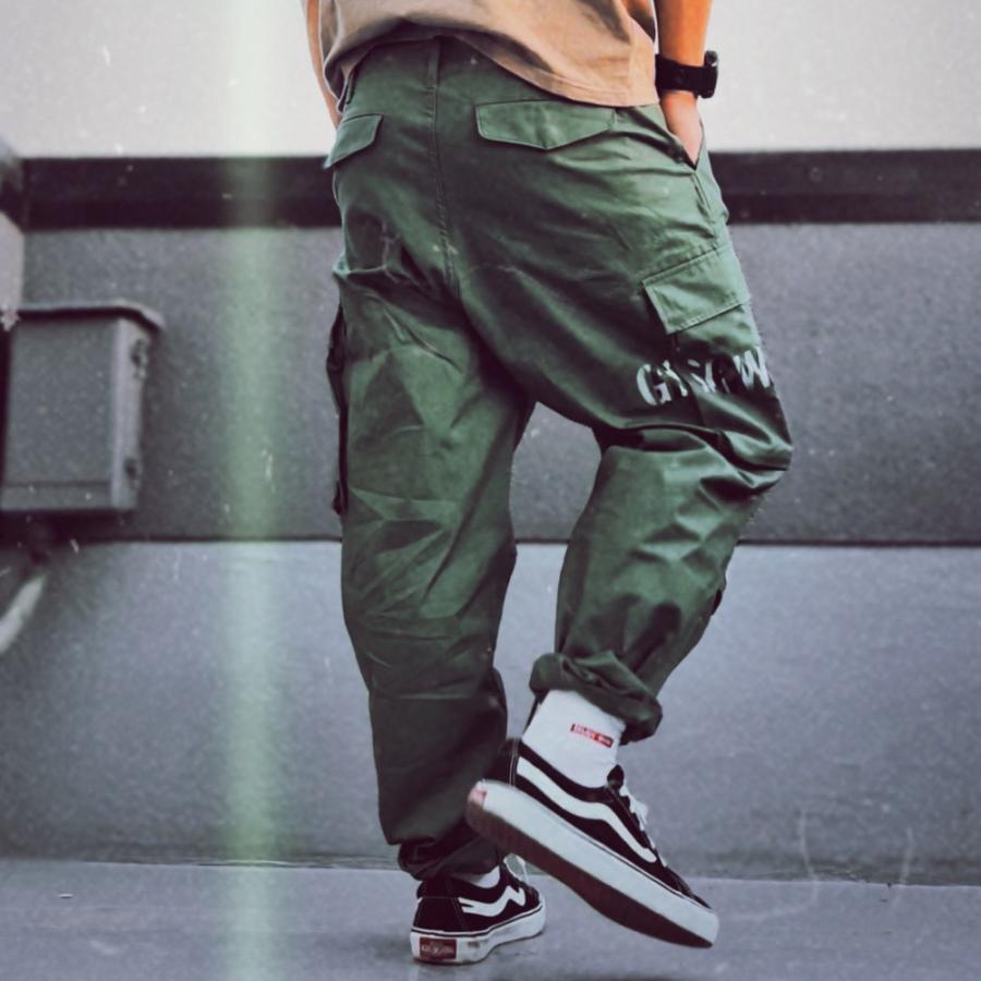 全品送料無料 数量限定 ワイドカーゴパンツ メンズ ロゴ アメカジ