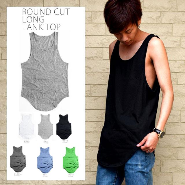 全品送料無料 ロングタンクトップ ラウンドカット ロング丈 Tシャツ