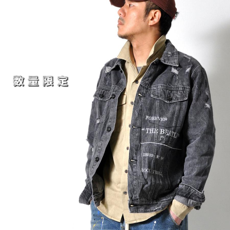 全品送料無料 ダメージ加工 デニムジャケット メンズ ヴィンテージ風 G