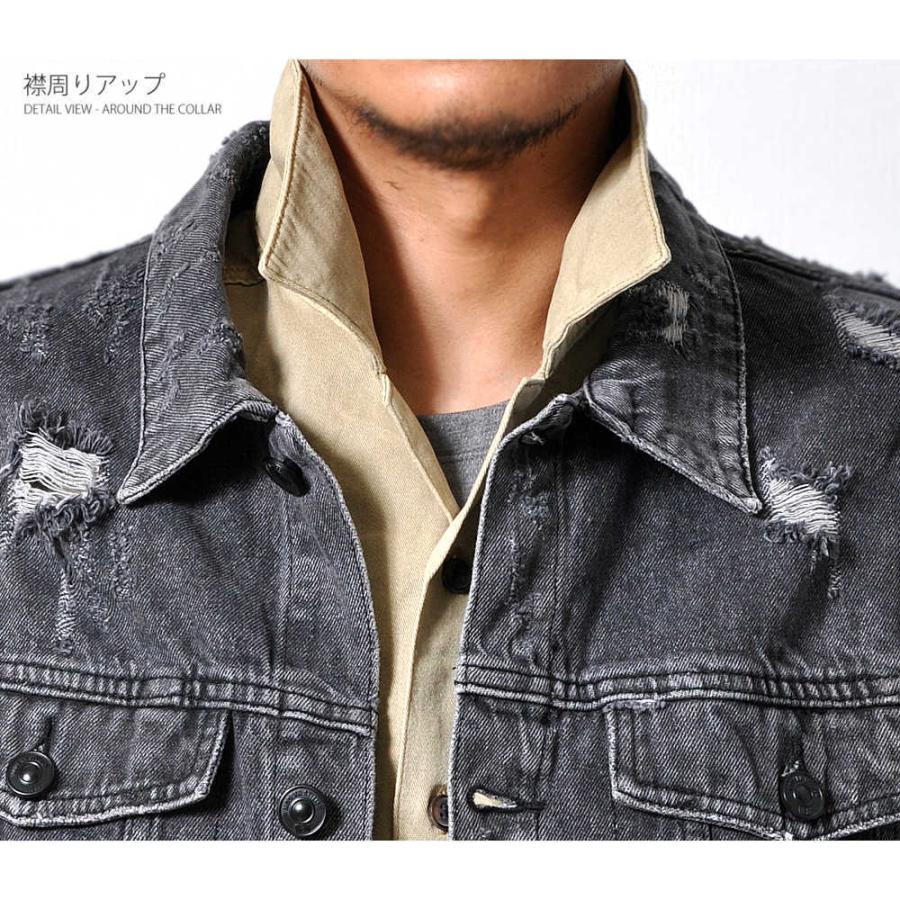 全品送料無料 ダメージ加工 デニムジャケット メンズ ヴィンテージ風 G