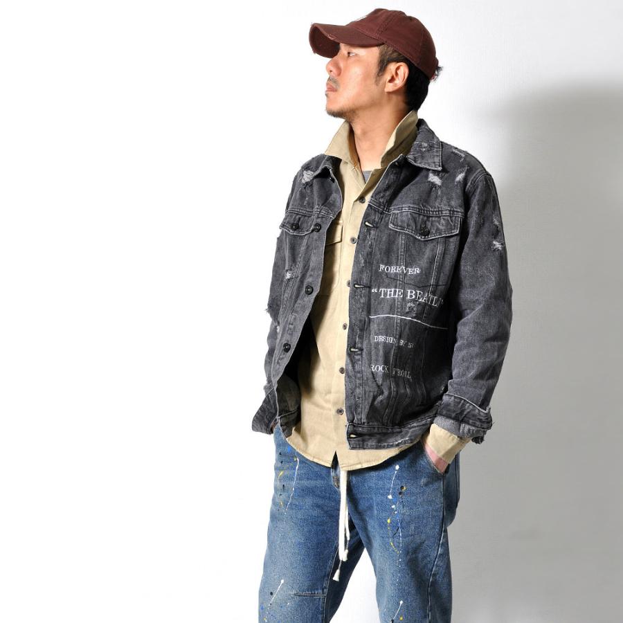 全品送料無料 ダメージ加工 デニムジャケット メンズ ヴィンテージ風 G