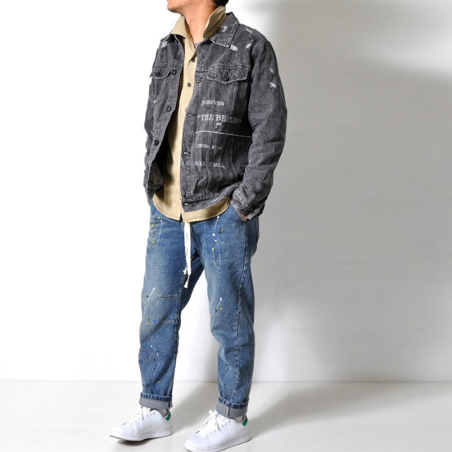 全品送料無料 ダメージ加工 デニムジャケット メンズ ヴィンテージ風 G