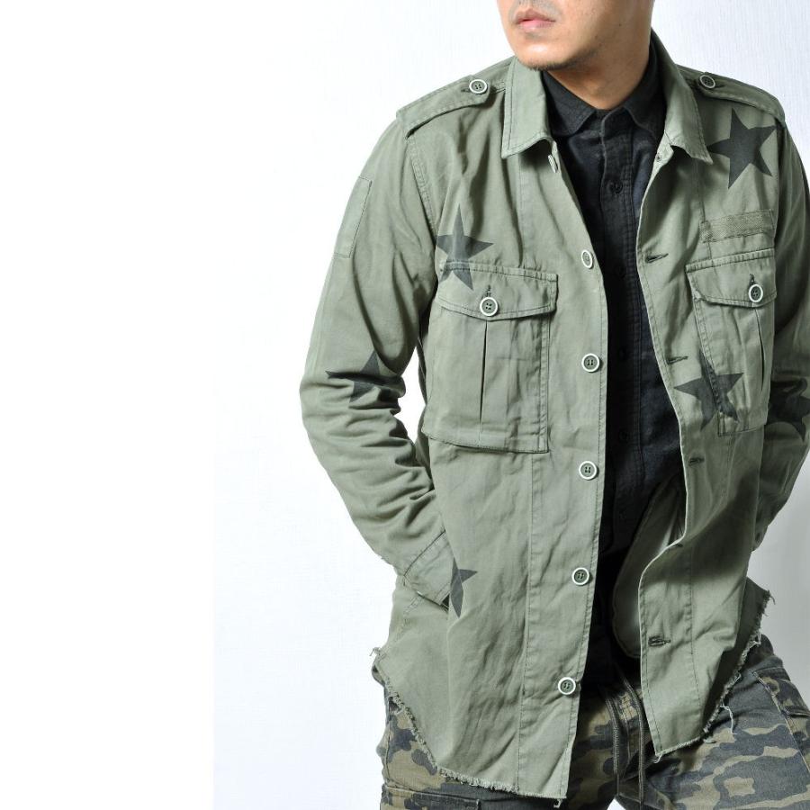 全品送料無料 数量限定 ミリタリーシャツジャケット スタープリント