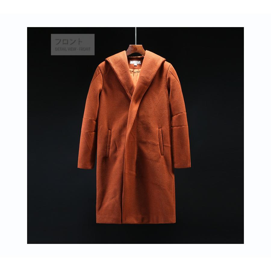 全品送料無料 フード付き ロングコート アウター メンズ ジップアップ