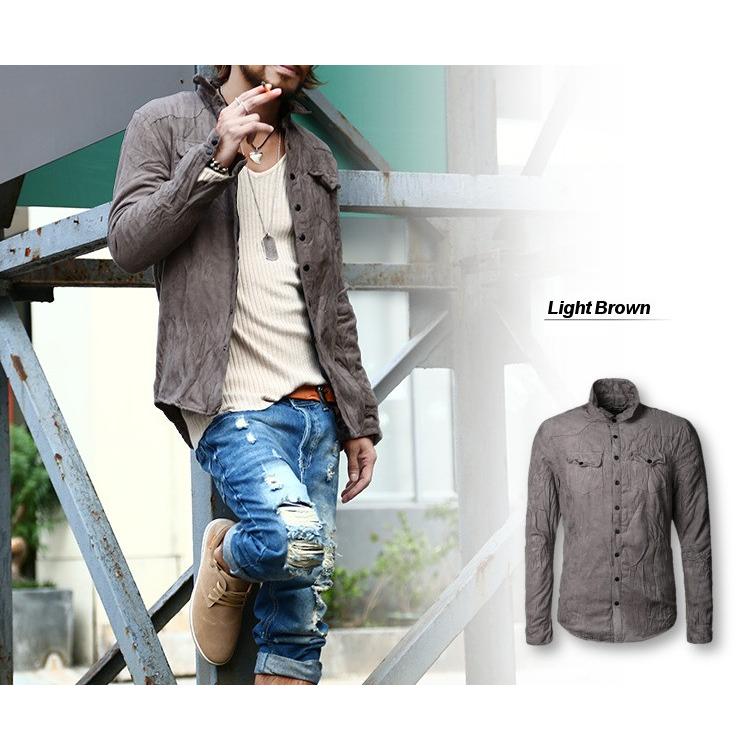 全品送料無料 tsb 【ラスト1】 シャツジャケット シワ加工 ワイヤー入