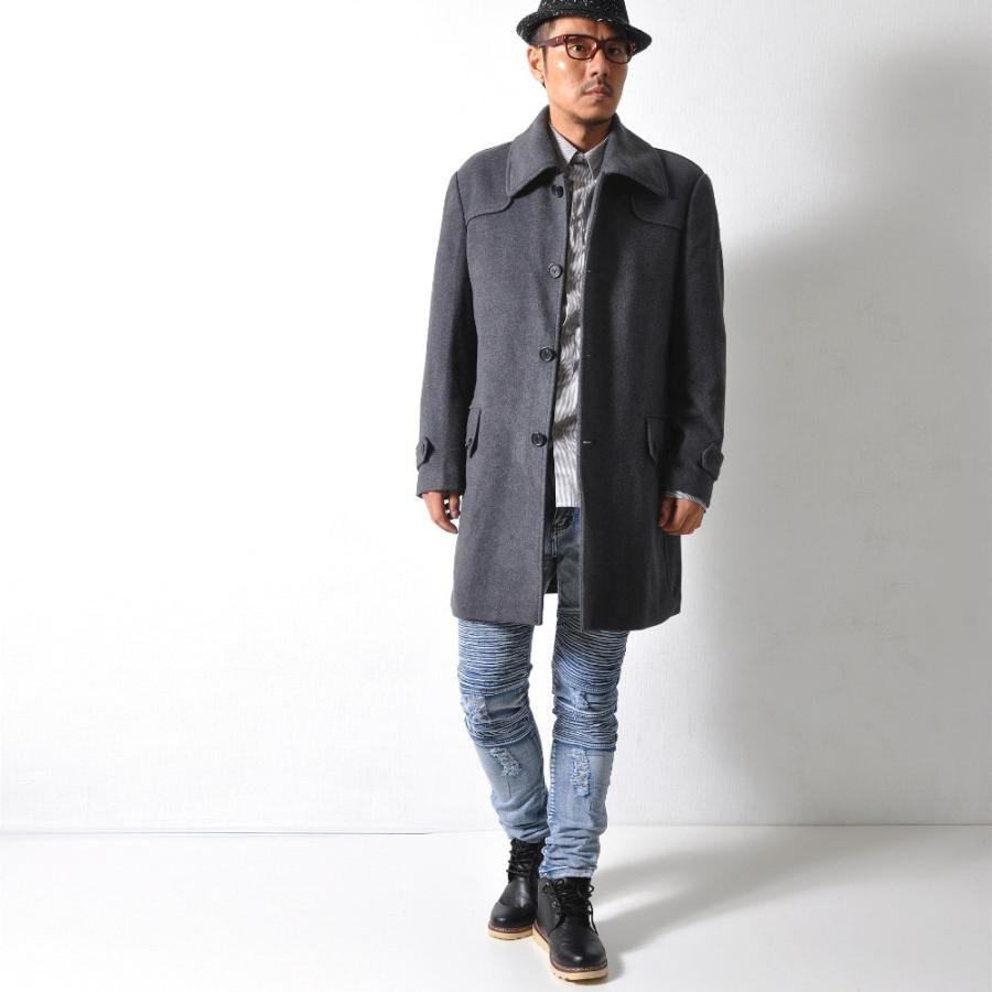 【美品】GANGSTERVILLE チェスターコート　L 千鳥格子　チェック 美品】GANGSTERVILLE チェスターコート L 千鳥格子 チェック