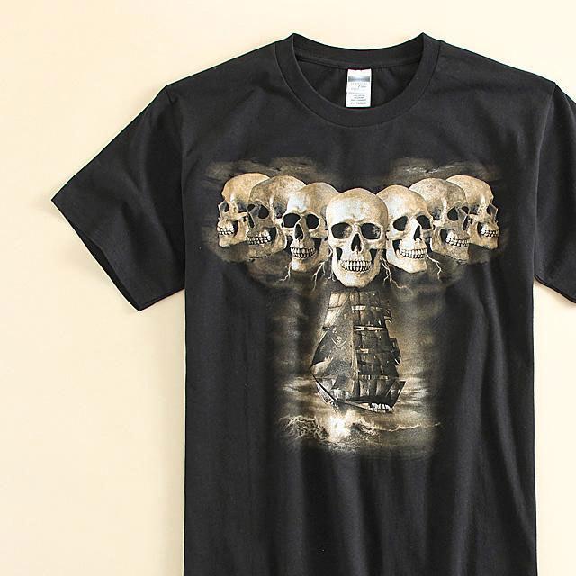 全品送料無料 スカル柄プリント Tシャツ メンズ 半袖 ドクロ ガイコツ