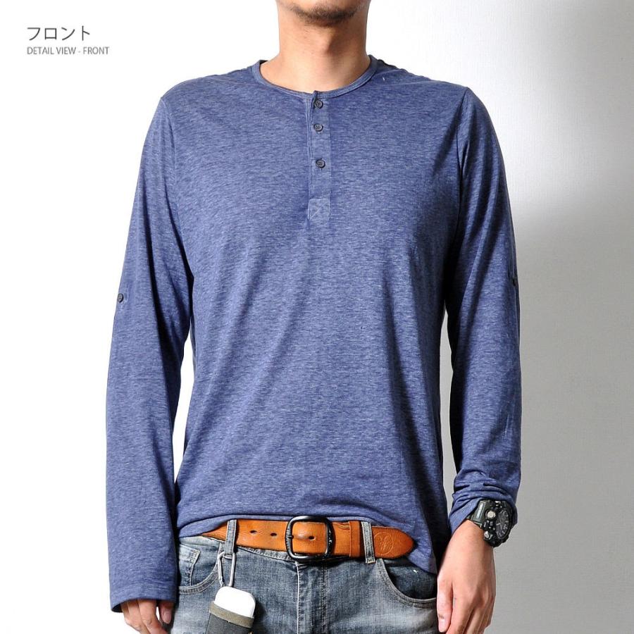 ヘンリーネック 長袖 Tシャツ ロンt メンズ ロールアップトップス ロングスリーブ ５分袖 無地 Ta0 M便 Ta0 Raisenseショップ 通販 Yahoo ショッピング