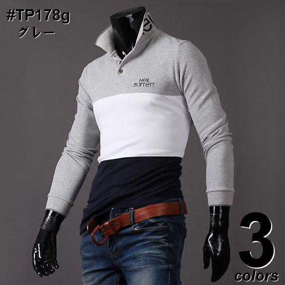 全品送料無料 tsb ポロシャツ トリプルカラー 襟裏ロゴ長袖ポロシャツ