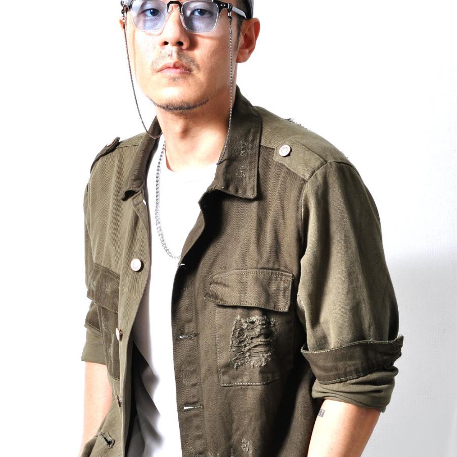 全品送料無料 デニムシャツジャケット バイカラー ダメージ