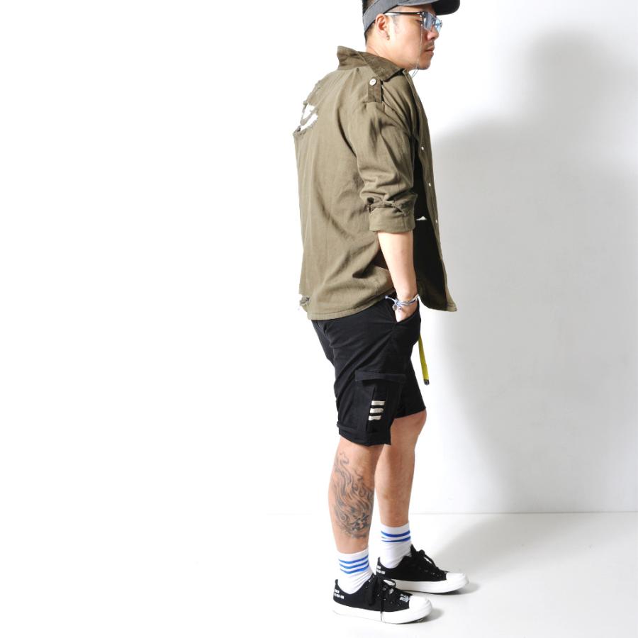 全品送料無料 デニムシャツジャケット バイカラー ダメージ