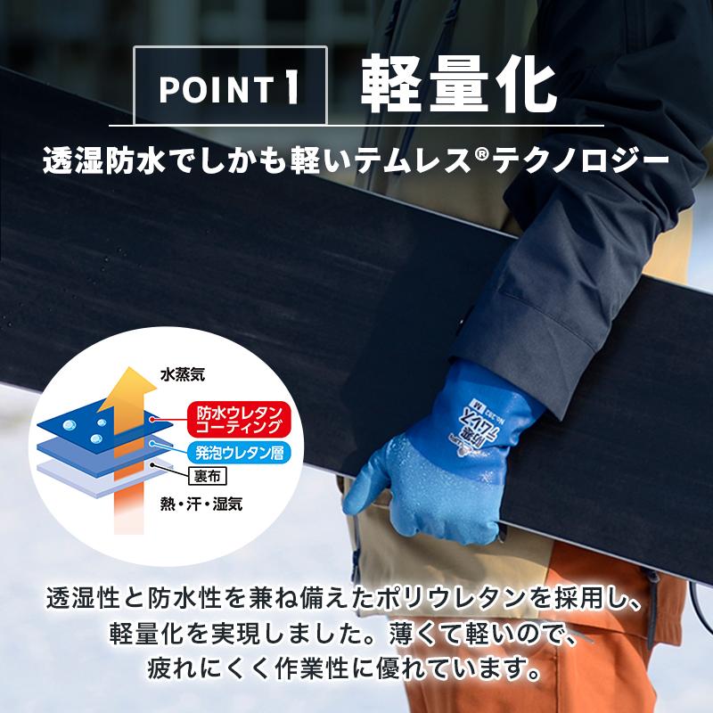 手袋 メンズ 防寒 作業用 冬 登山 防水 グローブ 裏起毛 暖かい 大きいサイズ 掃除 農作業 テムレス ショーワ 雪 緑 | ショーワグローブ | 03