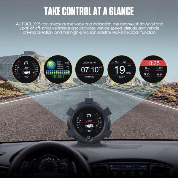 Autool-傾斜計x95水平GPSpmh kmh車のコンパス傾斜角度高度な緯度