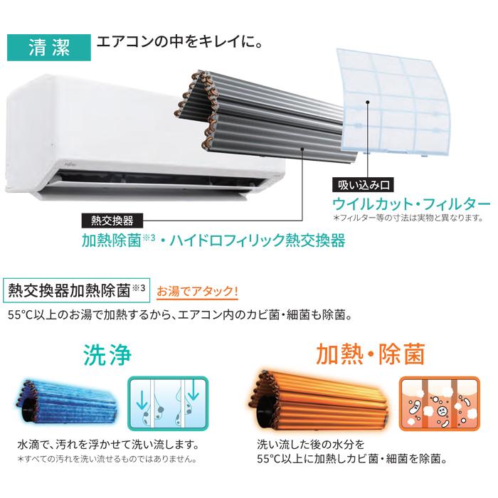 nocria 富士通ゼネラル AS-CH224R-W インバーター冷暖房エアコン
