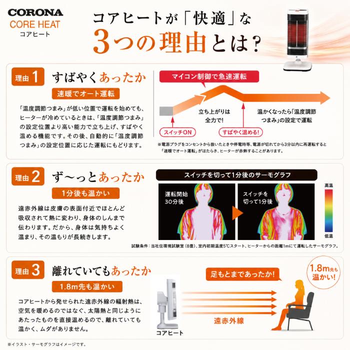 CORONA（コロナ） CH-10RC(T) 遠赤外線電気暖房機 コアヒート 1000W